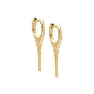 25MM Solid LONG Elongated Spike Huggie Earring 14K